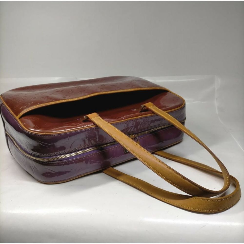 Authentic Louis Vuitton LV Hand Bag M91081 Sutton Purple/Bronze Vernis 2104323. - Picture 4 of 9
